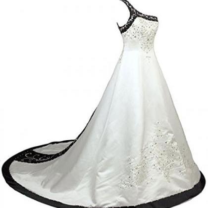 One Shoulder Embrodiery Beaded Women White Wedding..