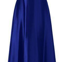Long Royal Blue Satin Prom Dress Beaded Women..