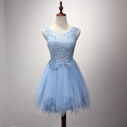Above Knee Mini Tulle Homecoming Dress Scoop Neck..