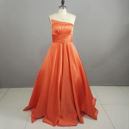 Strapless A-line Organza Satin Prom Dress Floor..