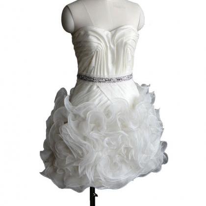 Strapless Above Knee Ruffle Organza Homecoming..
