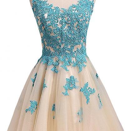 Above Knee Mini Tulle Homecoming Dress Lace..