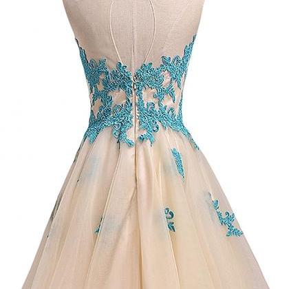Above Knee Mini Tulle Homecoming Dress Lace..