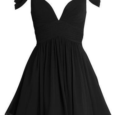 Short Chiffon Black Homecoming Dresses 2016..