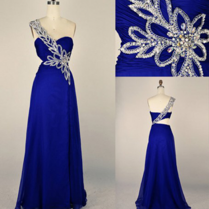 Chiffon Prom Dresses, Blue Prom Dresses, Crystals..
