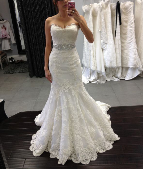 Sexy Mermaid Lace Wedding Dress Strapless Beaded Floor Length Women Bridal Gowns