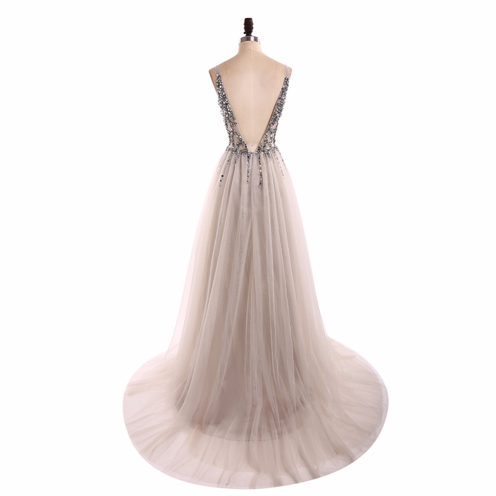 Floor-length Metallic A-Line Dress with V-neck Teal main image 1