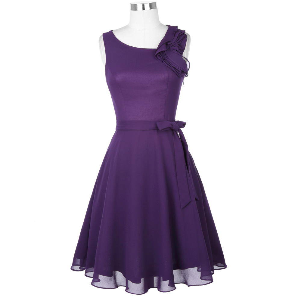 Scoop Neck Purple Chiffon Homecoming Dress Sleeveless Women Party Dress