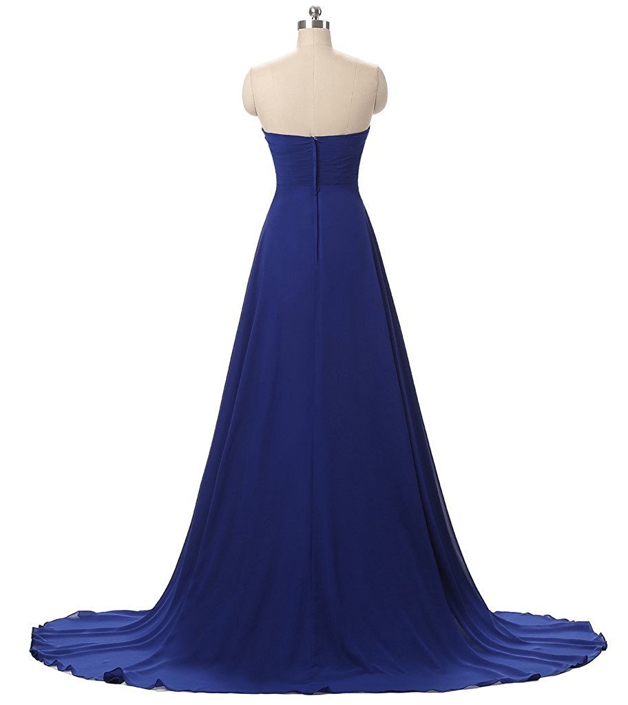 Princess Blue A-line Strapless Layered Chiffon Long Prom Dress Evening Dress cc4876