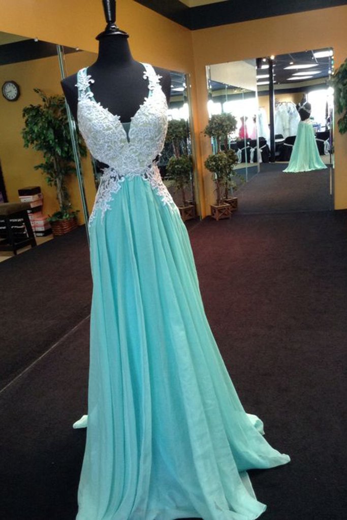 Halter Neck Long Chiffon Prom Dress Spaghetti Straps Lace Appliques Women Evening Dress 2019