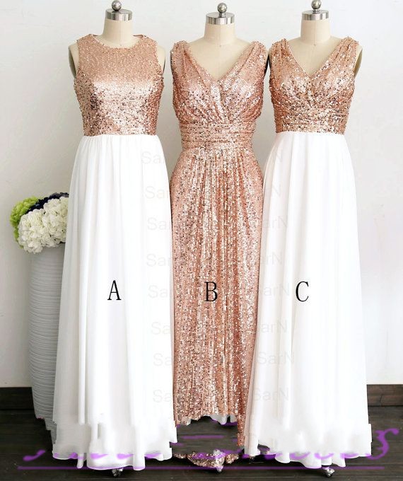 Long Chiffon Sequined Lace And Chiffon Prom Dresses V-neck Floor Length Party Dresses 2016